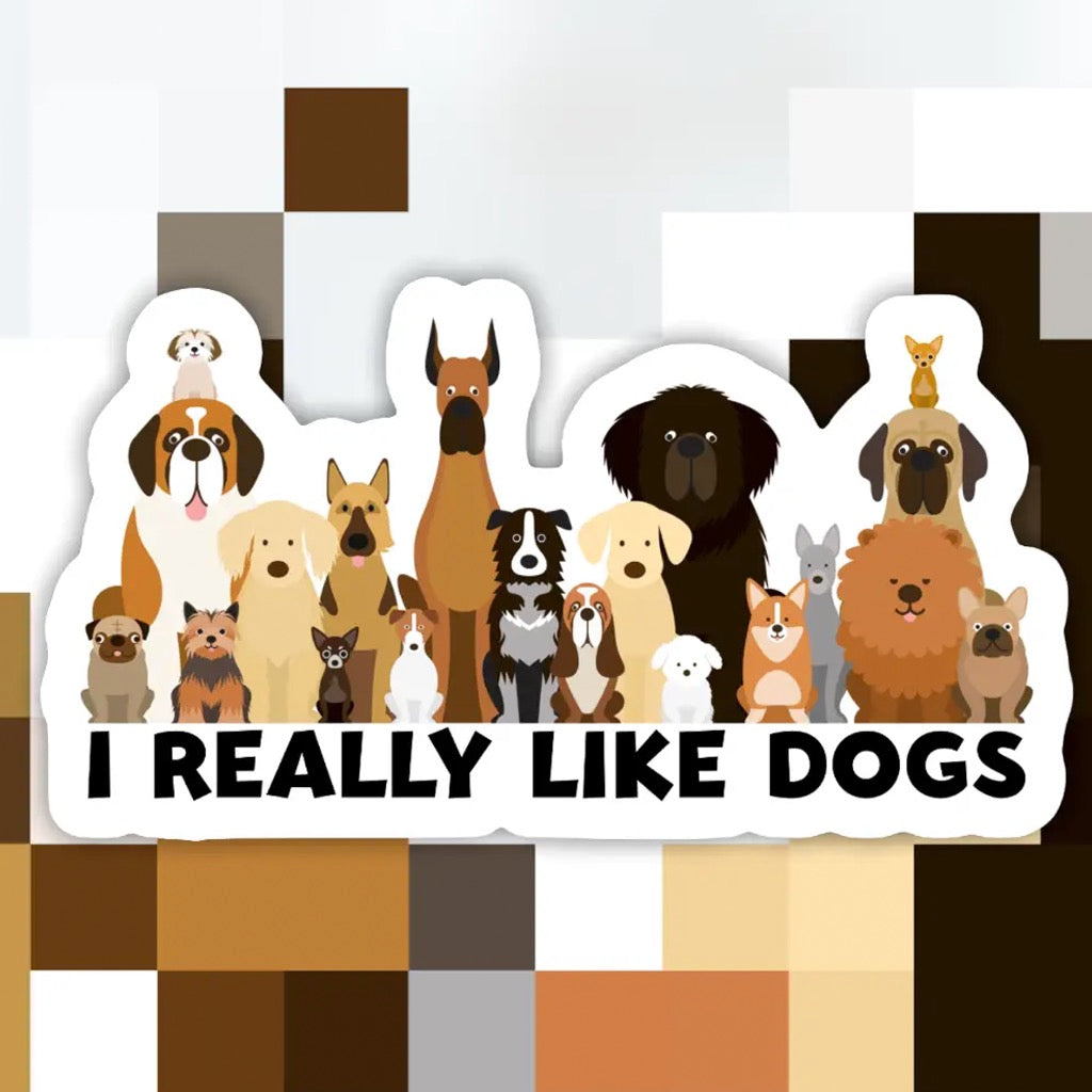 I Really Like Dogs Sticker.