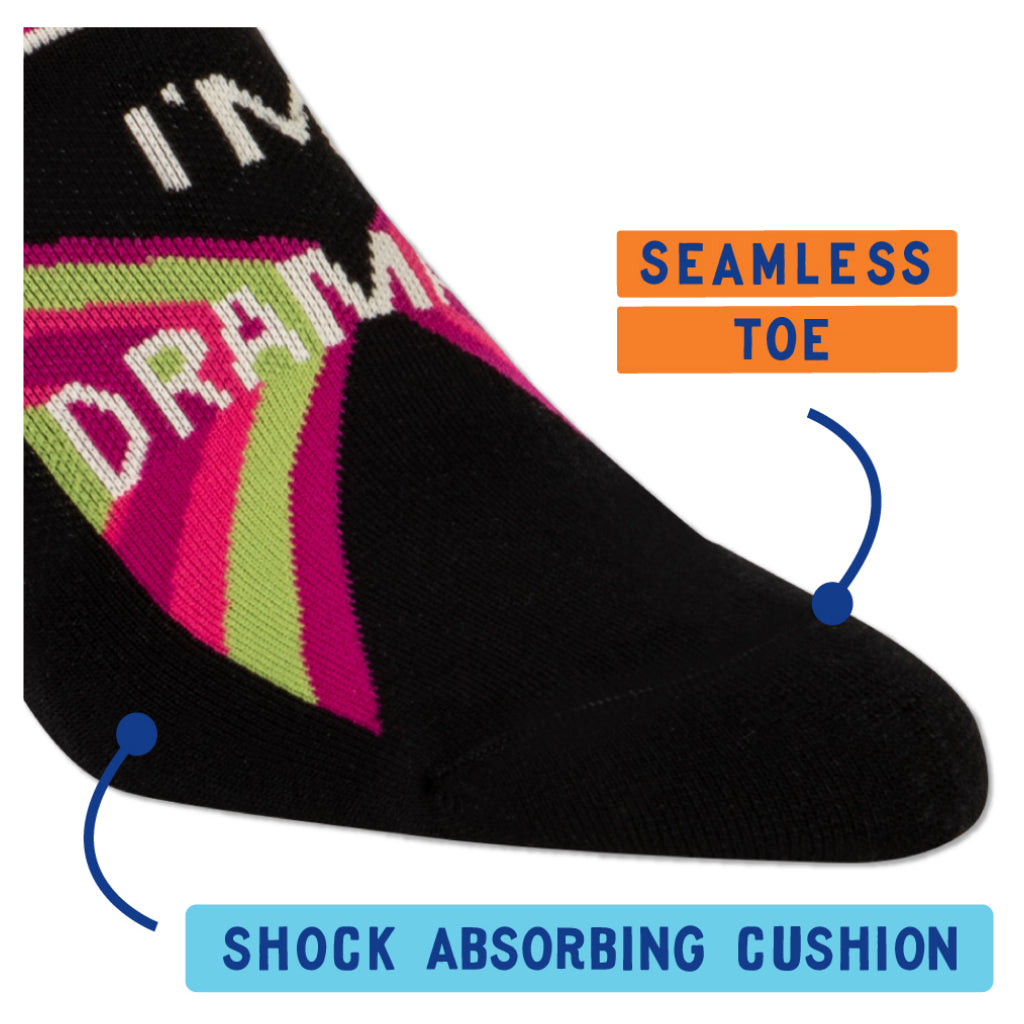 I'm Dramatic Sneaker Socks info.