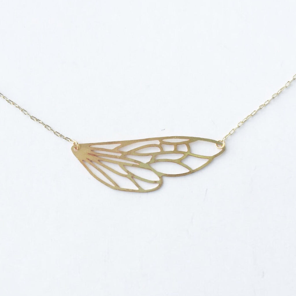 Insect Wing Necklace Gold.