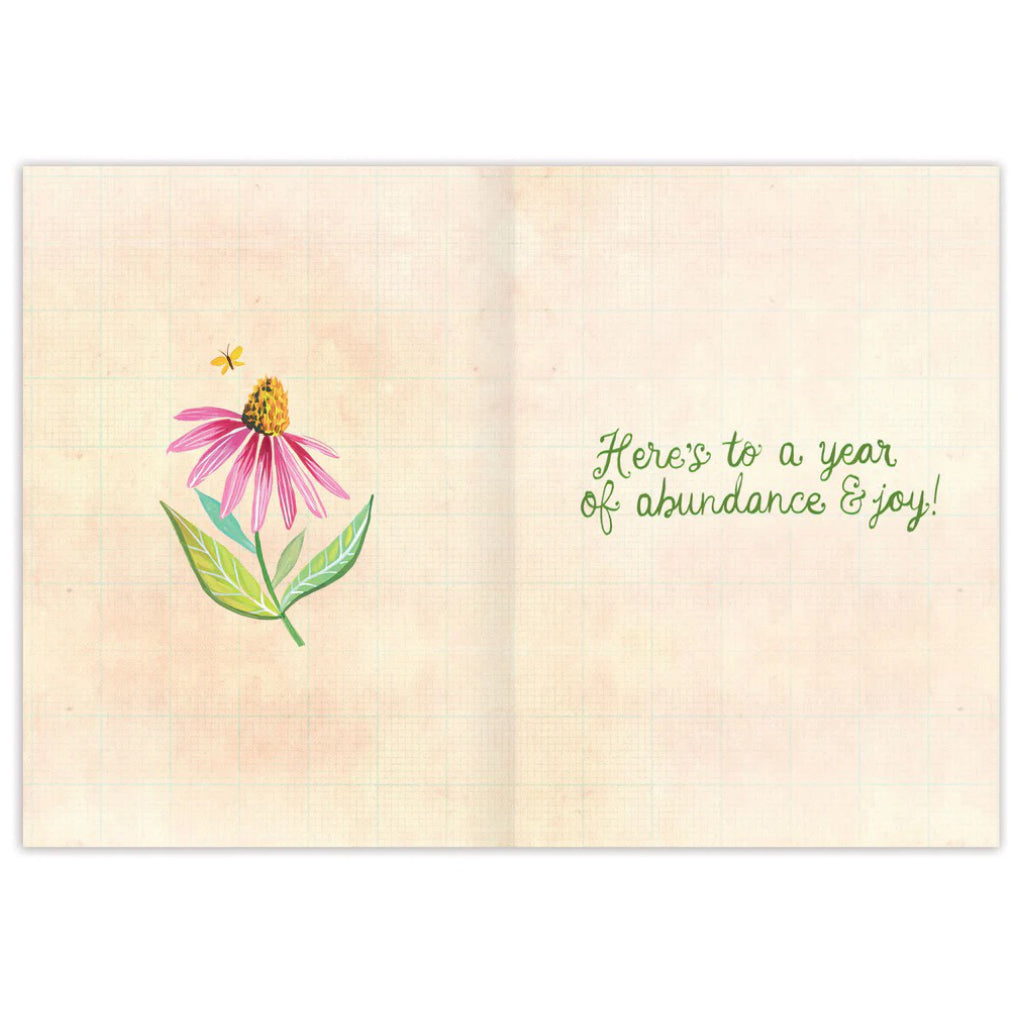 Inside of Peach Bouquet Birthday Card.