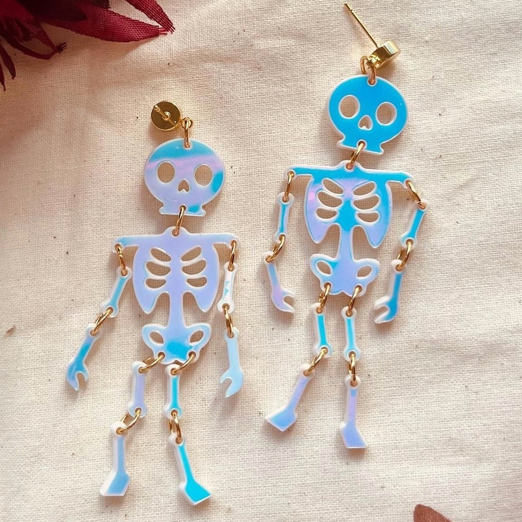 Iridescent Skeleton Earrings.