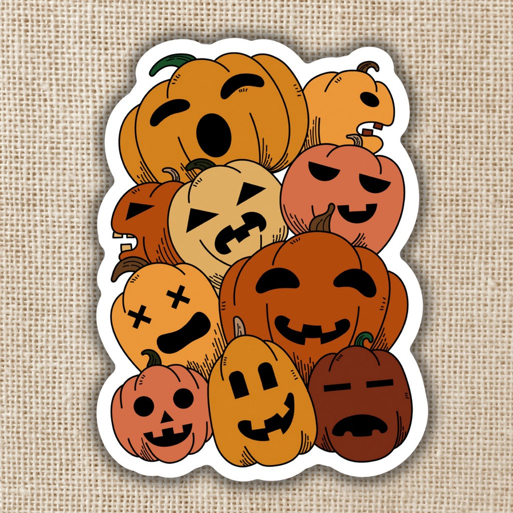 Jack-O-Lantern Pumpkin Pile Sticker Size