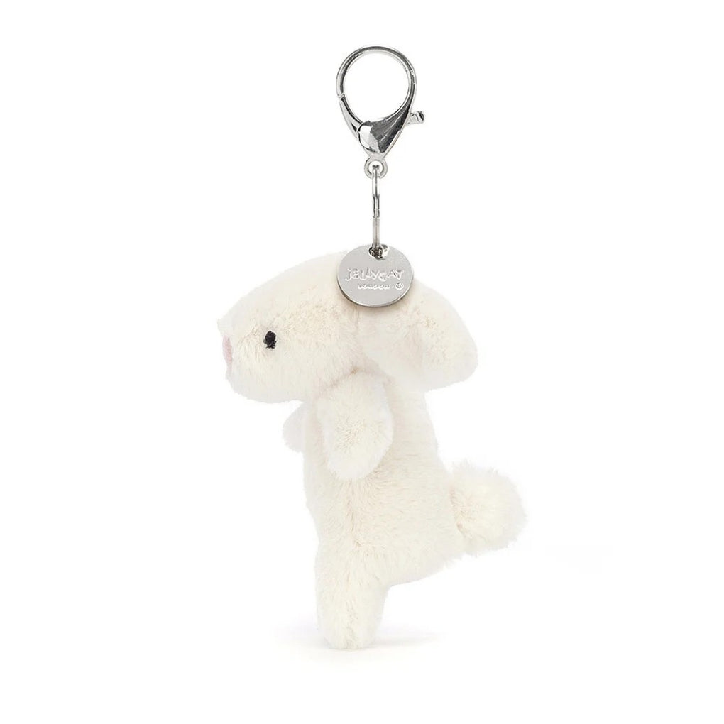 Jellycat Bunny Cream Bag Charm side view.