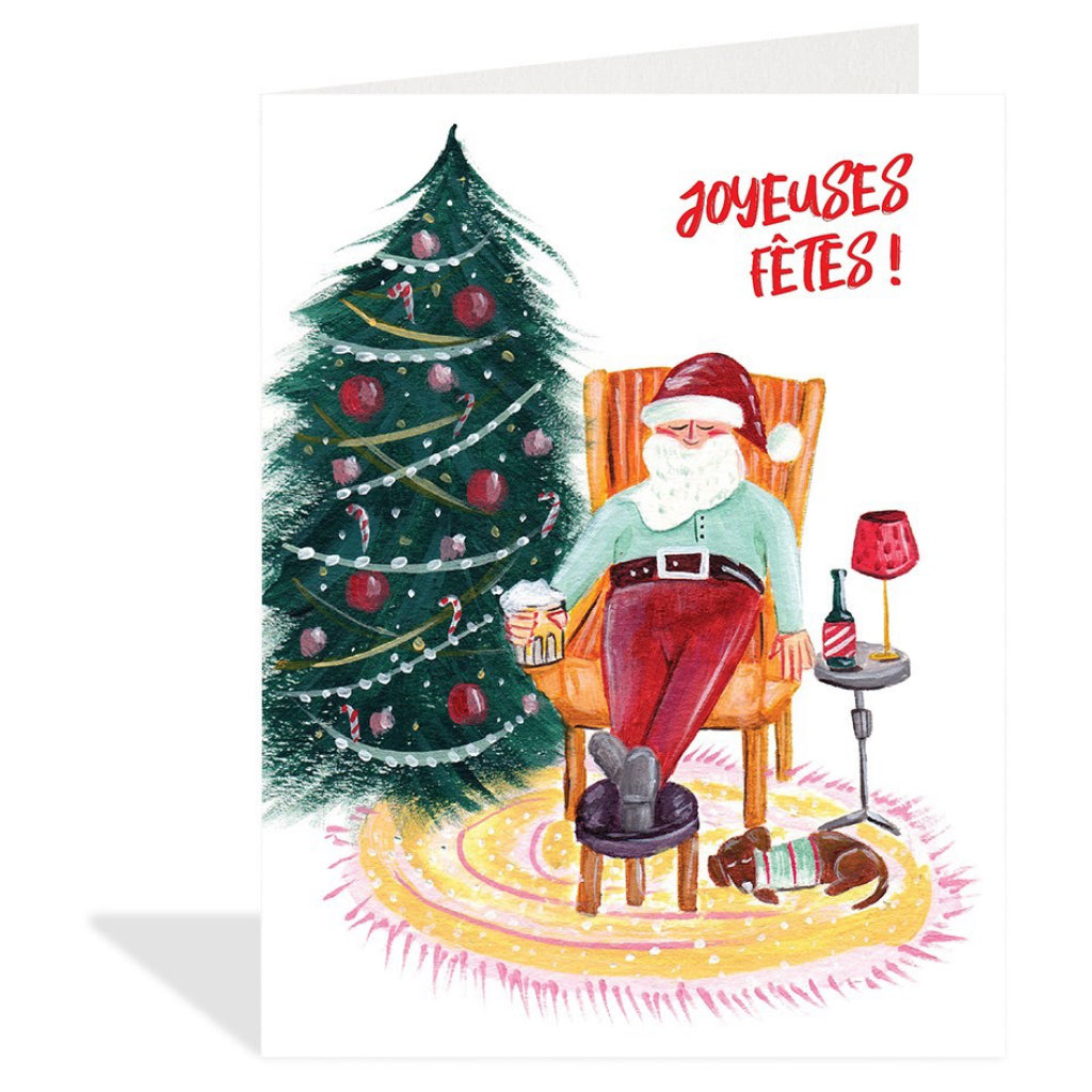 Joyeuses Fetes Santa On Chair Card