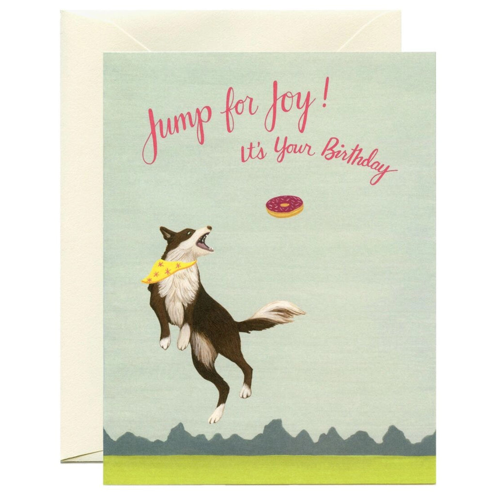 Jumping Dog Birthday Card.