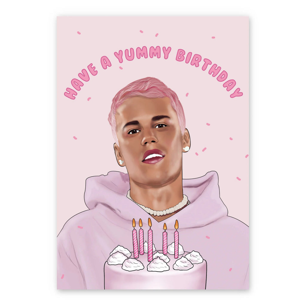 Justin Beiber Yummy Birthday Card