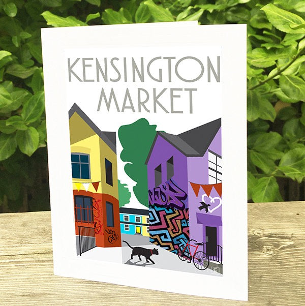Kensington Market Black Cat Toronto Greeting Card