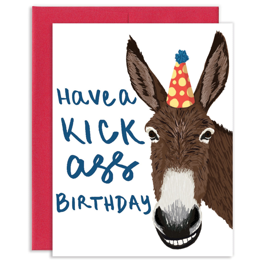 Kick Ass Donkey Birthday Greeting Card.