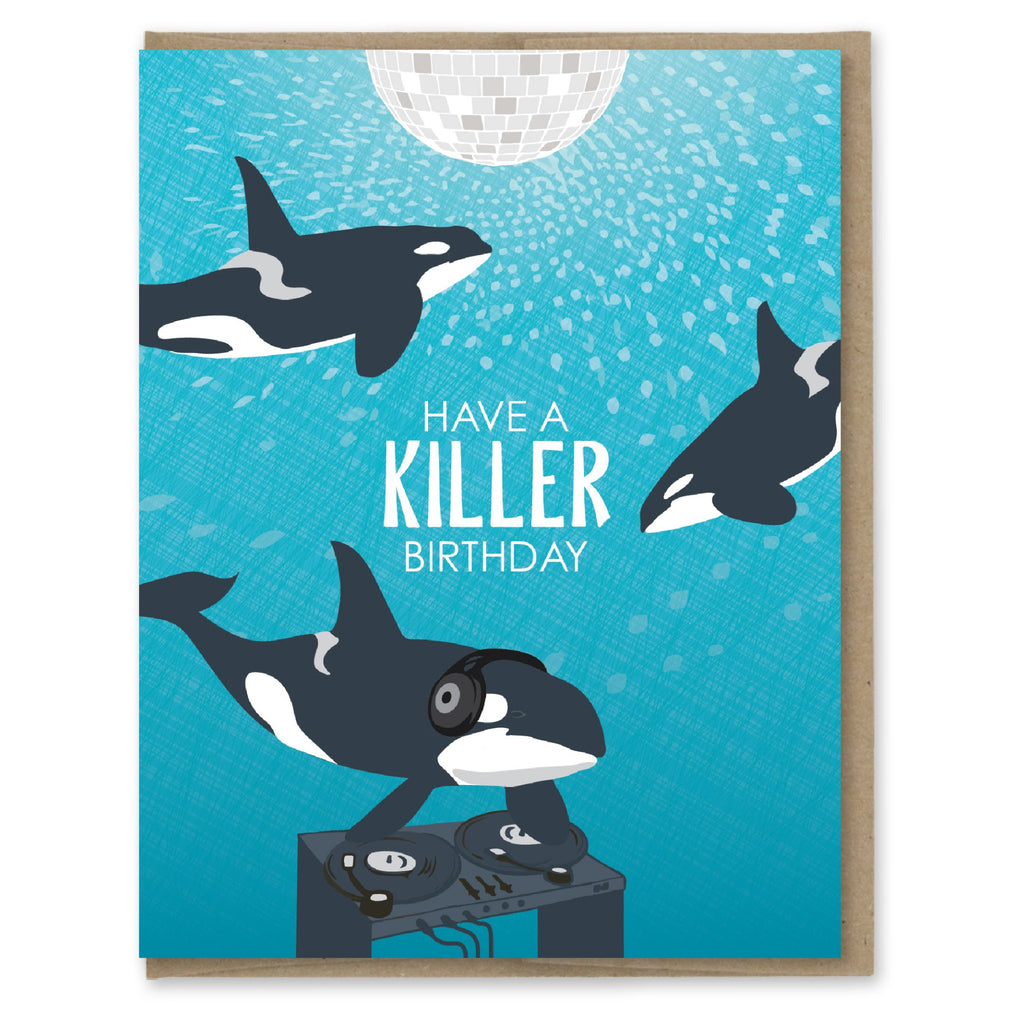 Killer Whale Disco Party Birthday Card