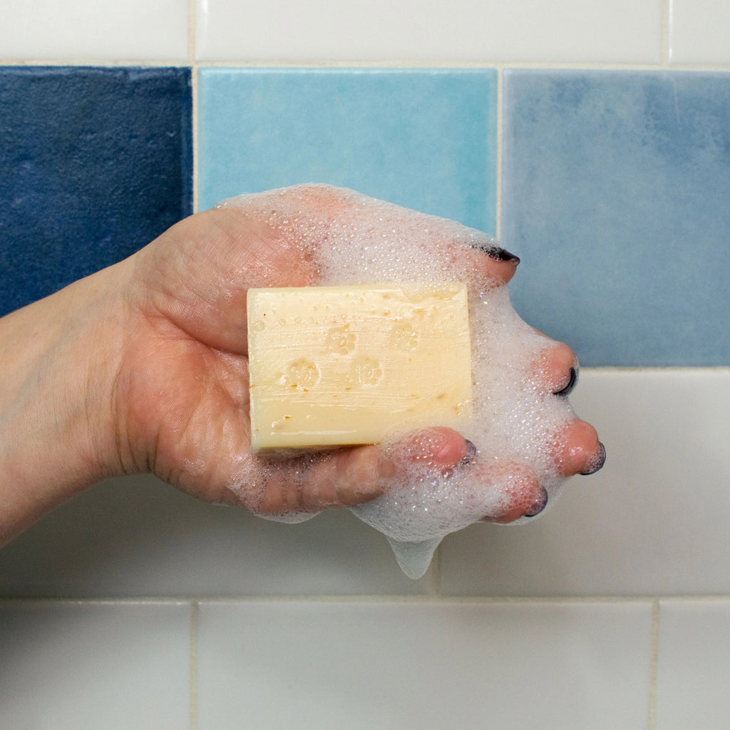 Kitten Bath Soap in hand.