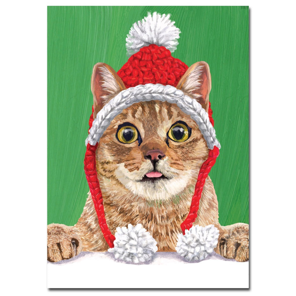 Kitten with Knit Cap Holiday Card.