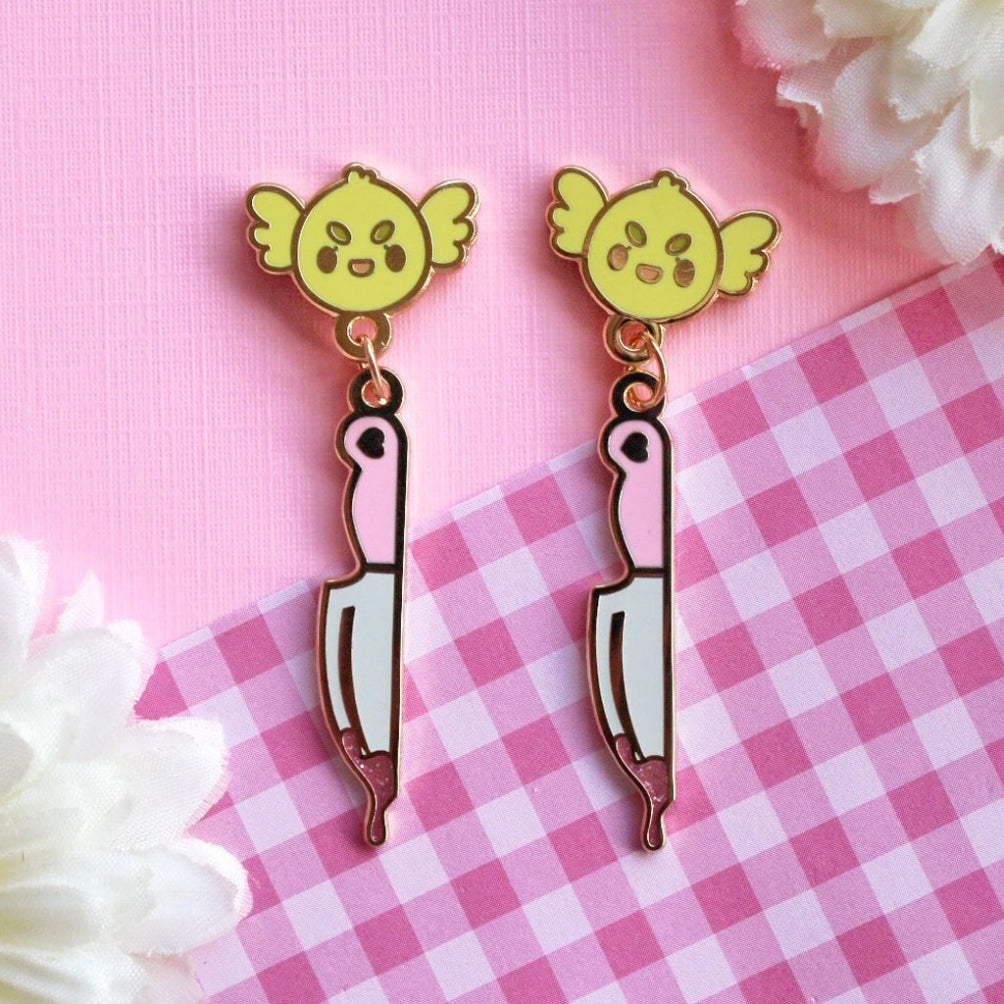 Knife Earrings Pink.
