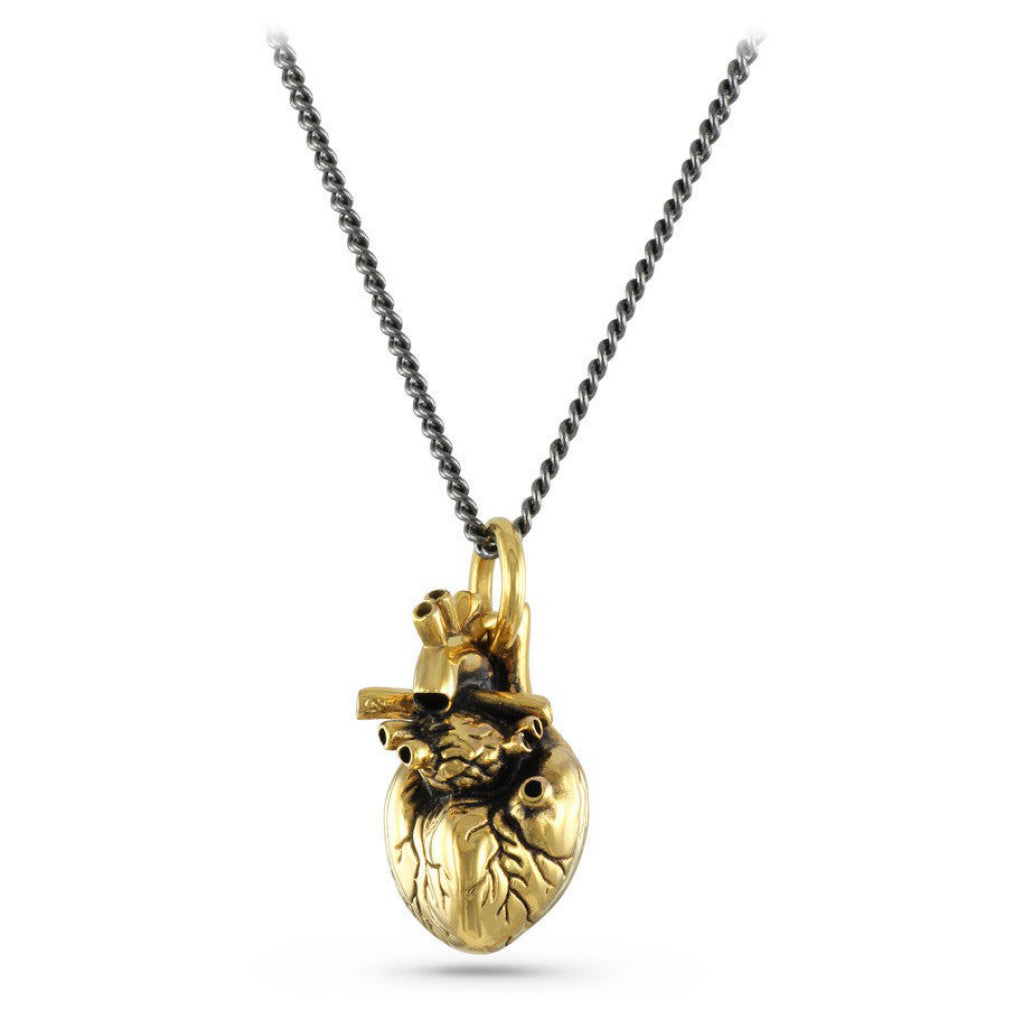 Large Anatomical Heart Necklace Gold Chain