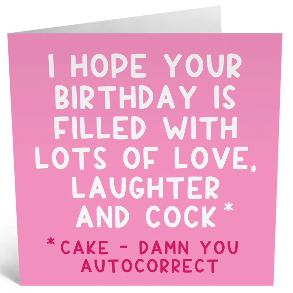 Laughter and Cock Autocorrect Birthday Card