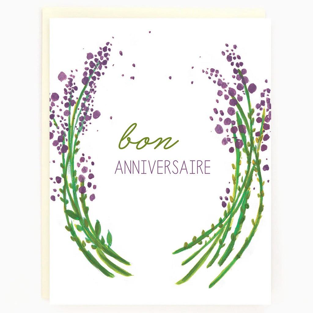 Lavender French Birthday Card.