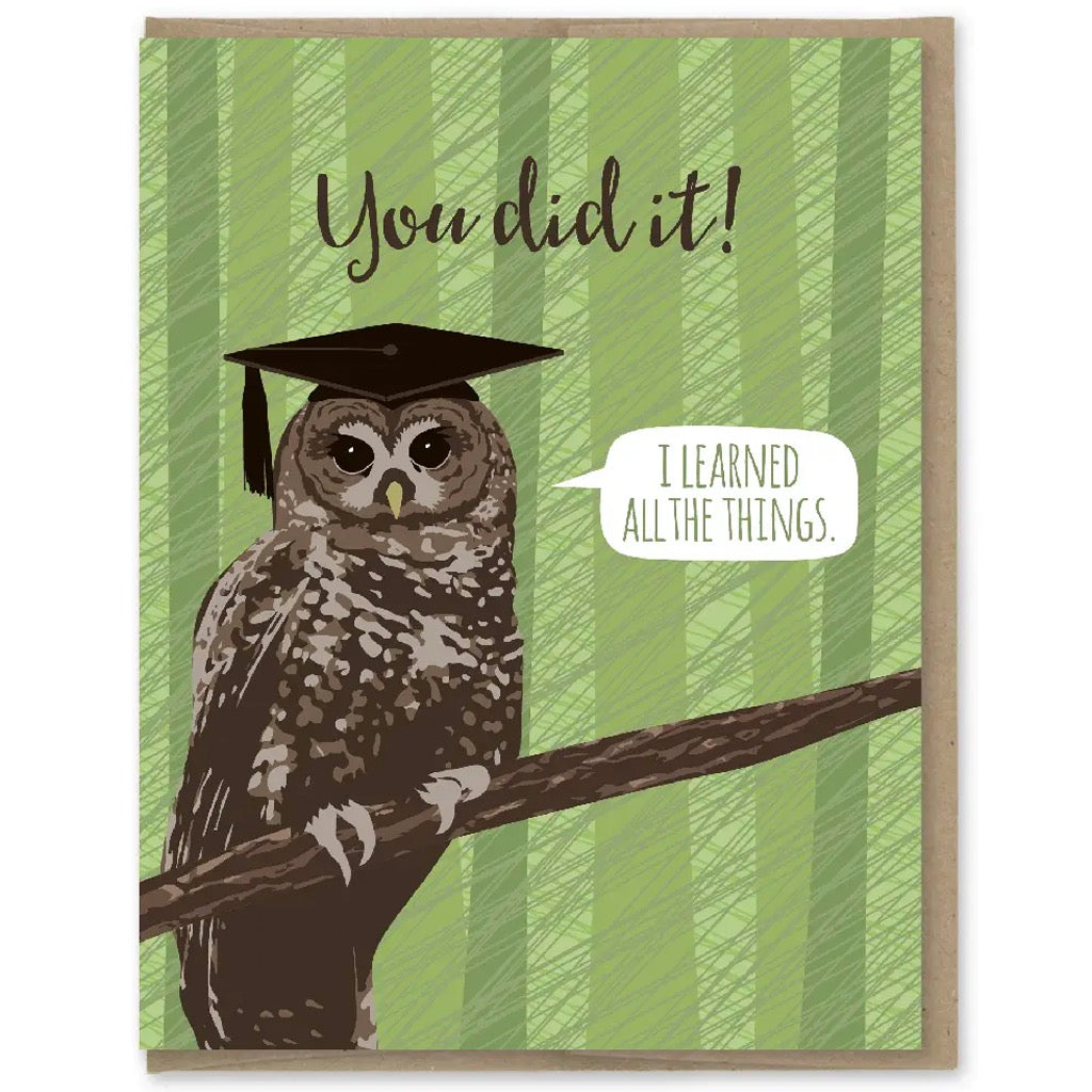 Learned All the Things Owl Graduation Card.