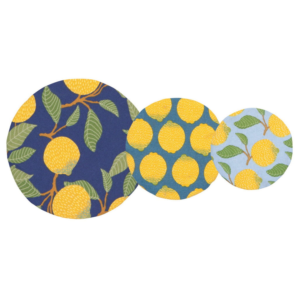 Lemons Mini Bowl Covers Set of 3 Top View