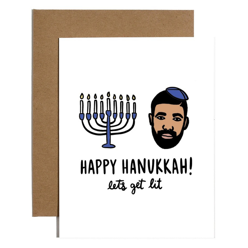 Lets Get Lit Hanukkah Card