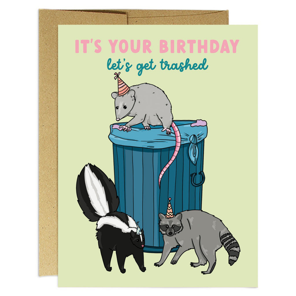 Lets Get Trashed Animals Birthday Card