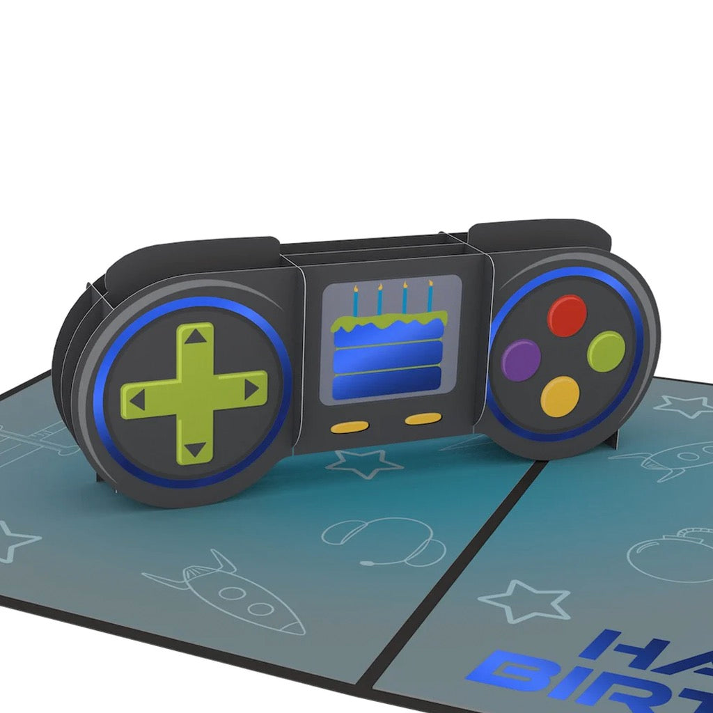 Leveled Up Gamer Birthday 3D Pop-Up Card.