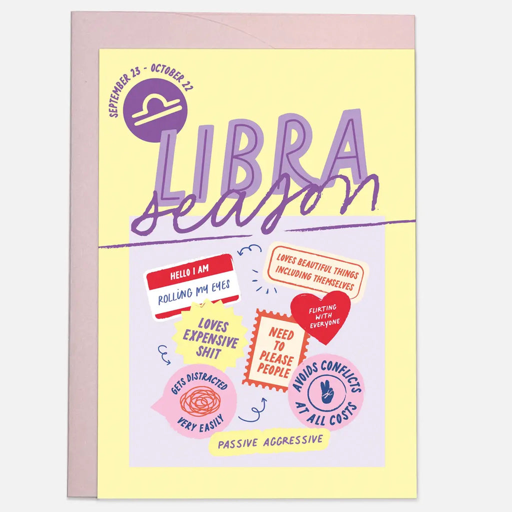 Libra Season Birthday Card.