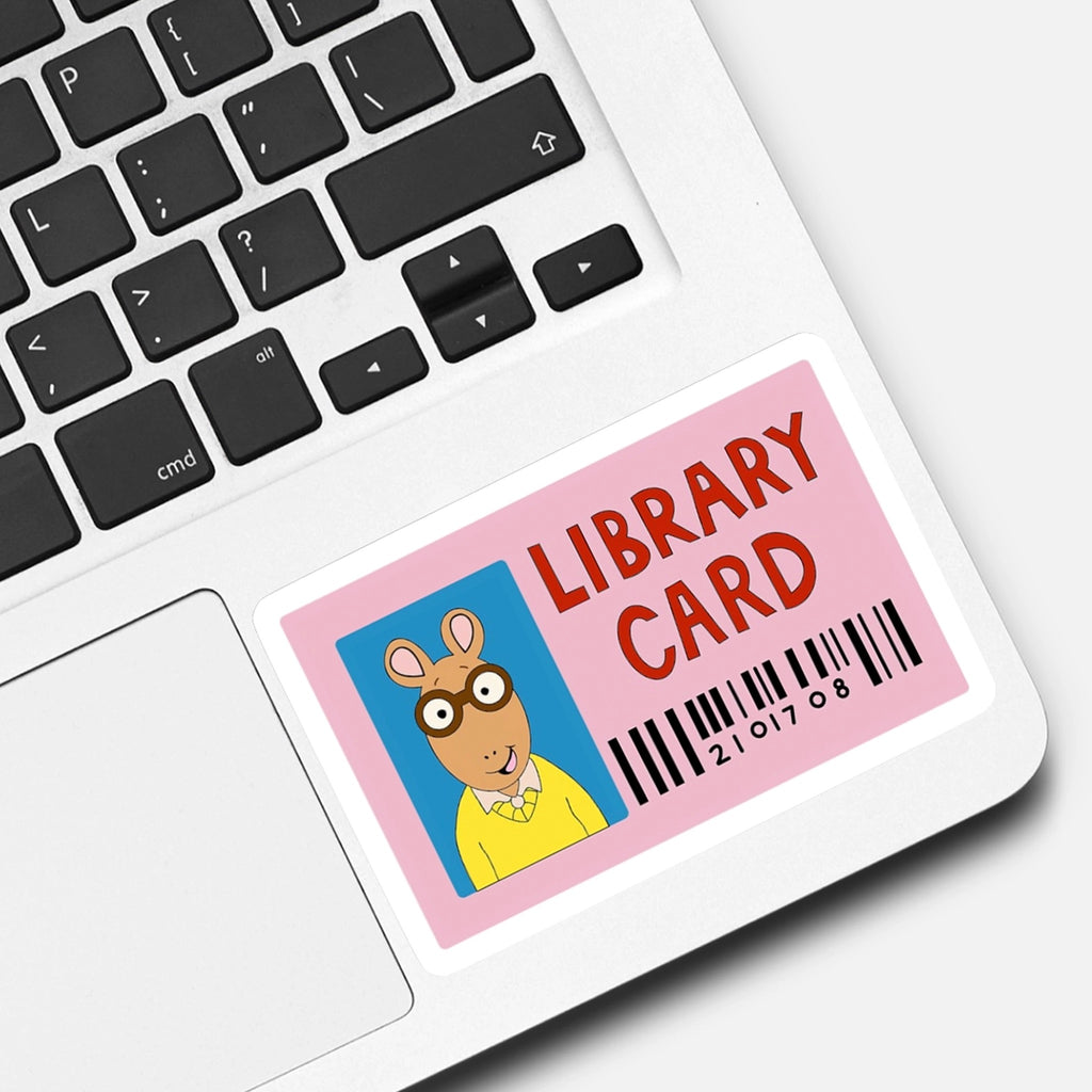 Library Card Reading Sticker on computer.