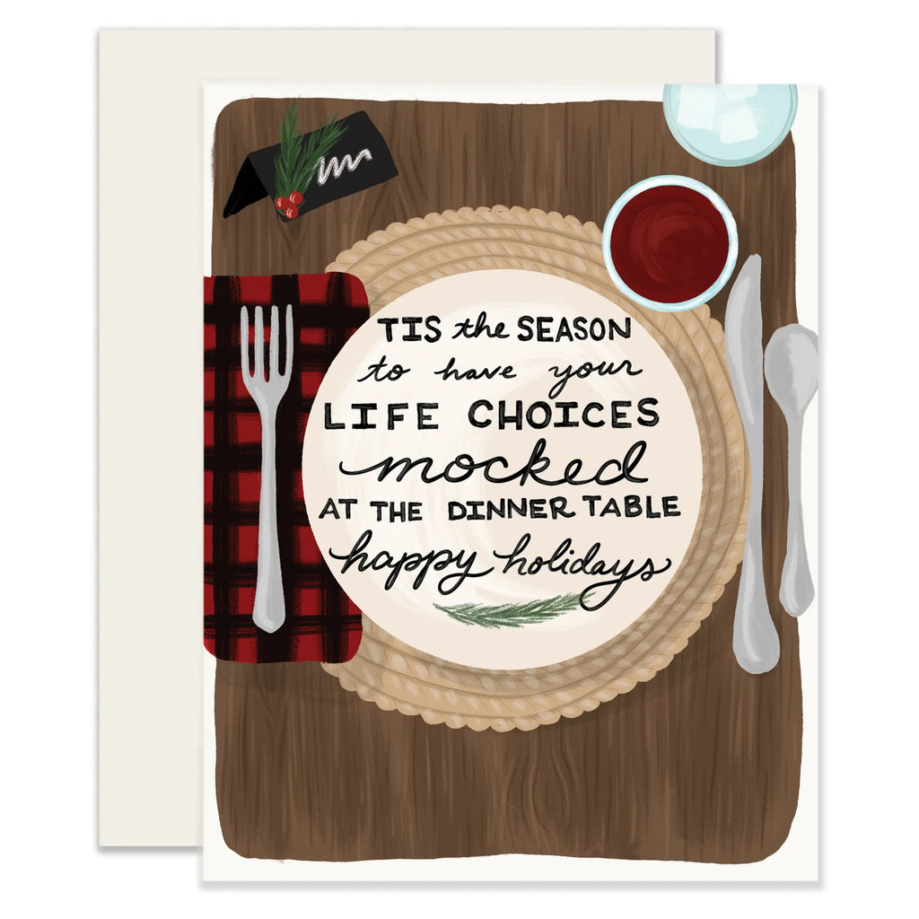 Life Choices Mocked At Dinner Holiday Card