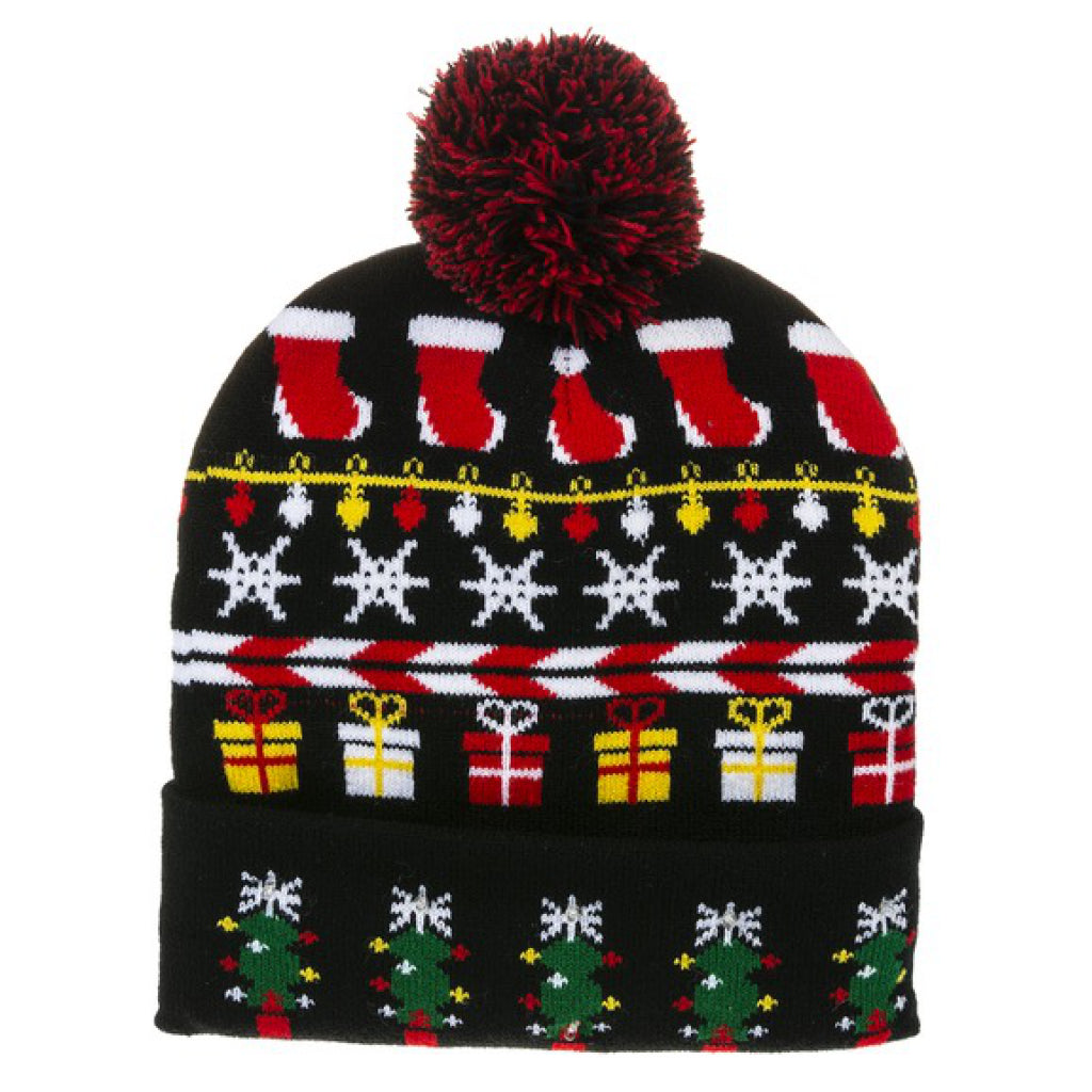 Light Up Knit Christmas Cap presents.