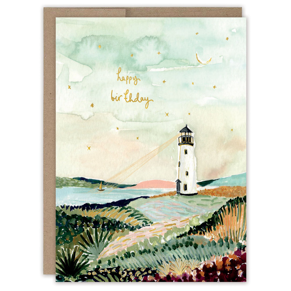 Lighthouse Happy Birthday Card.