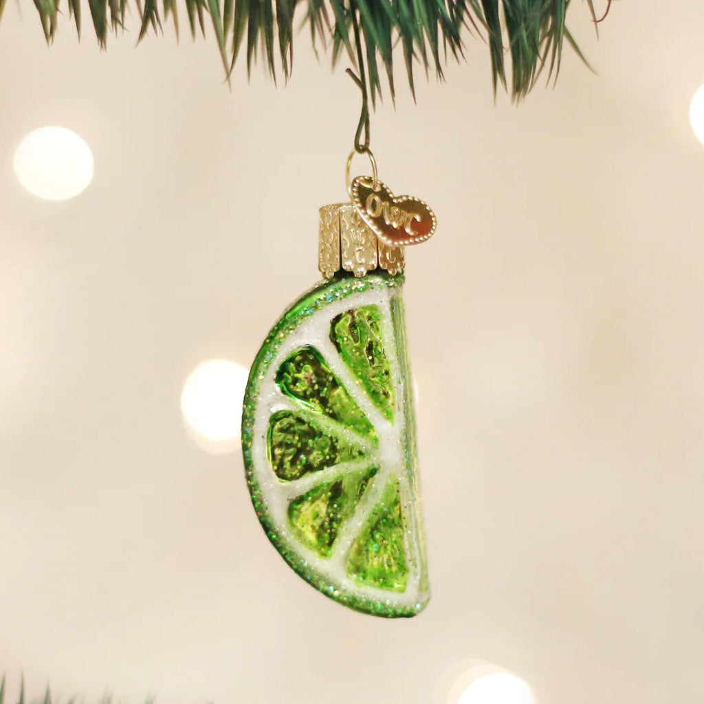 Lime Slice Ornament in tree.