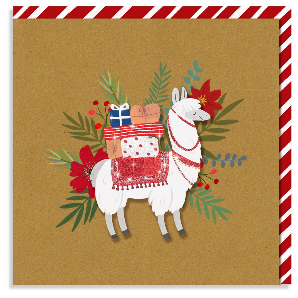 Llama With Gifts Holiday Card