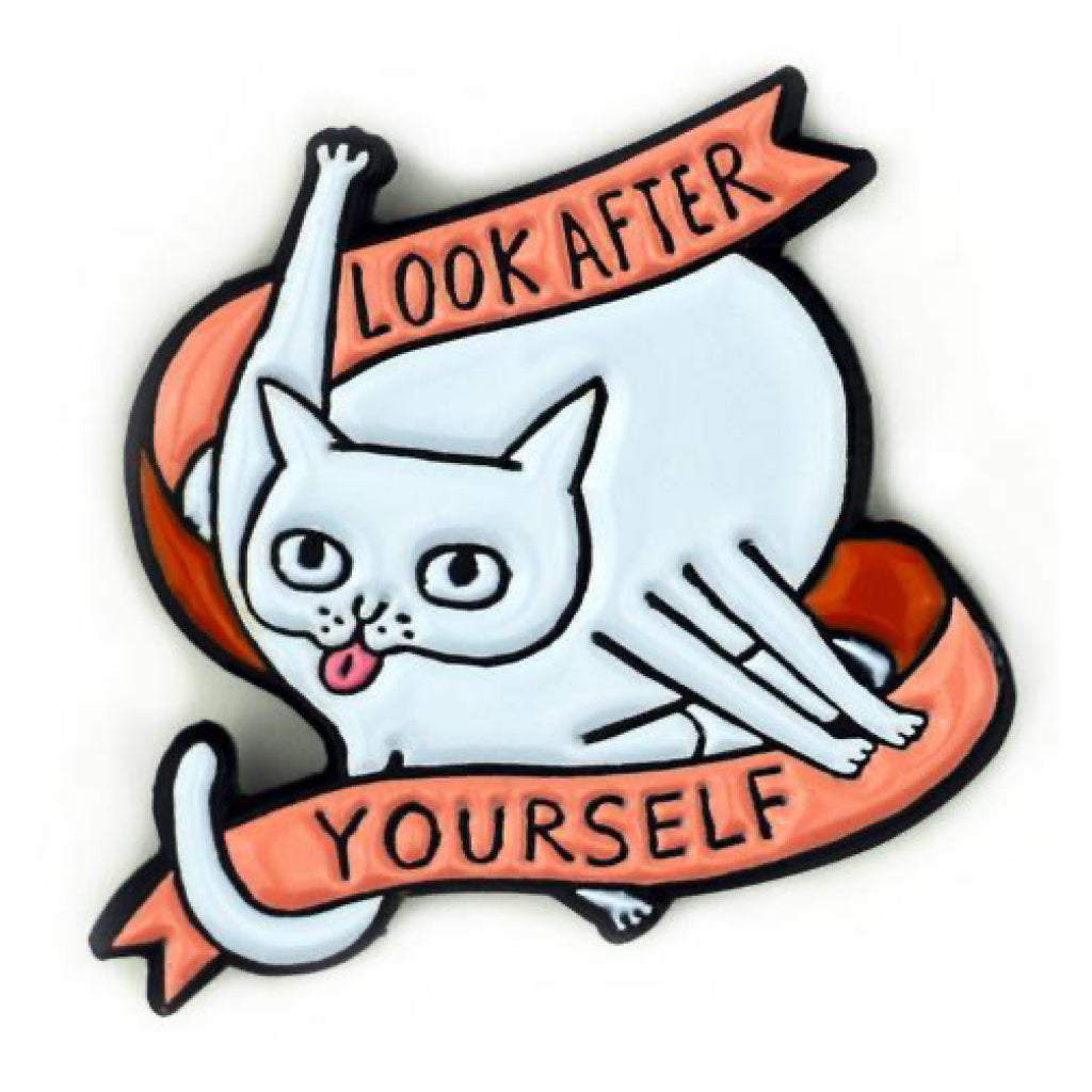 Look After Yourself Cat Enamel Pin