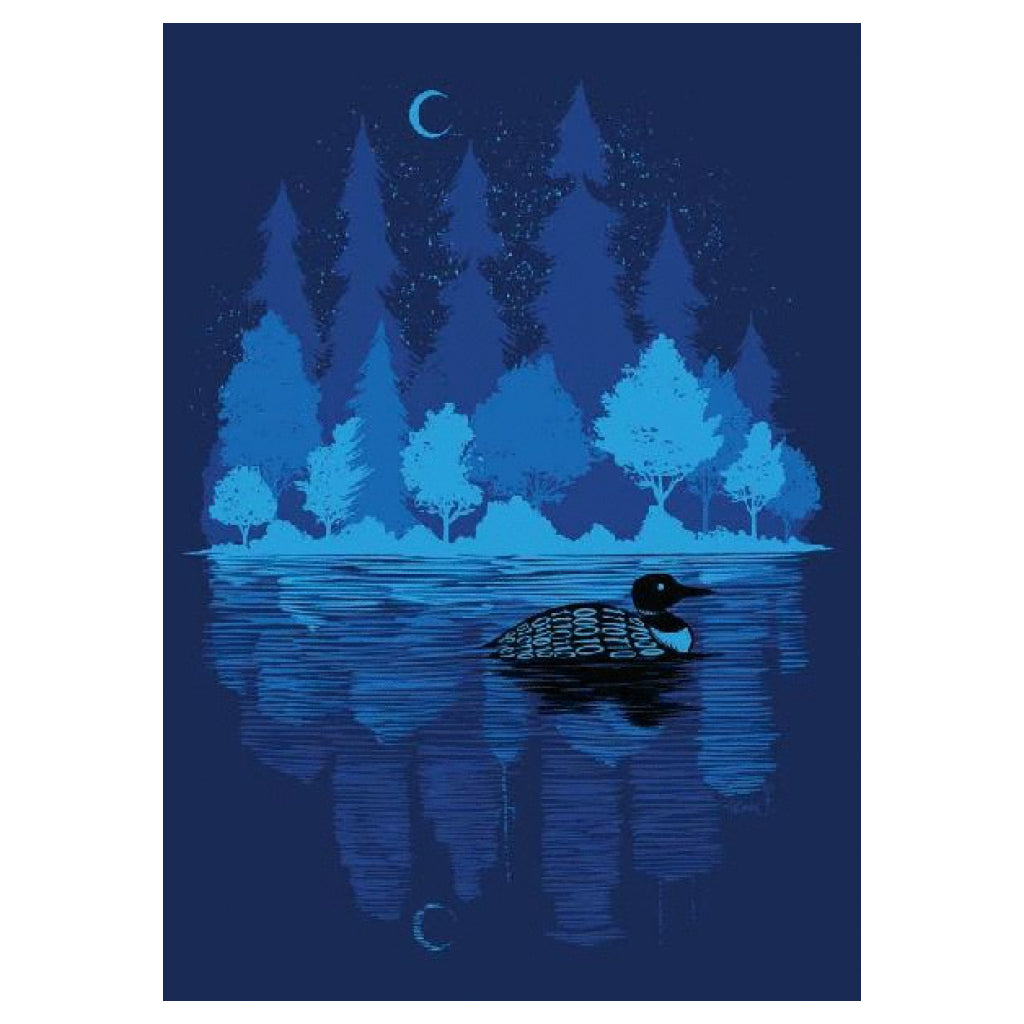 Loon On Blue Night Lake Card