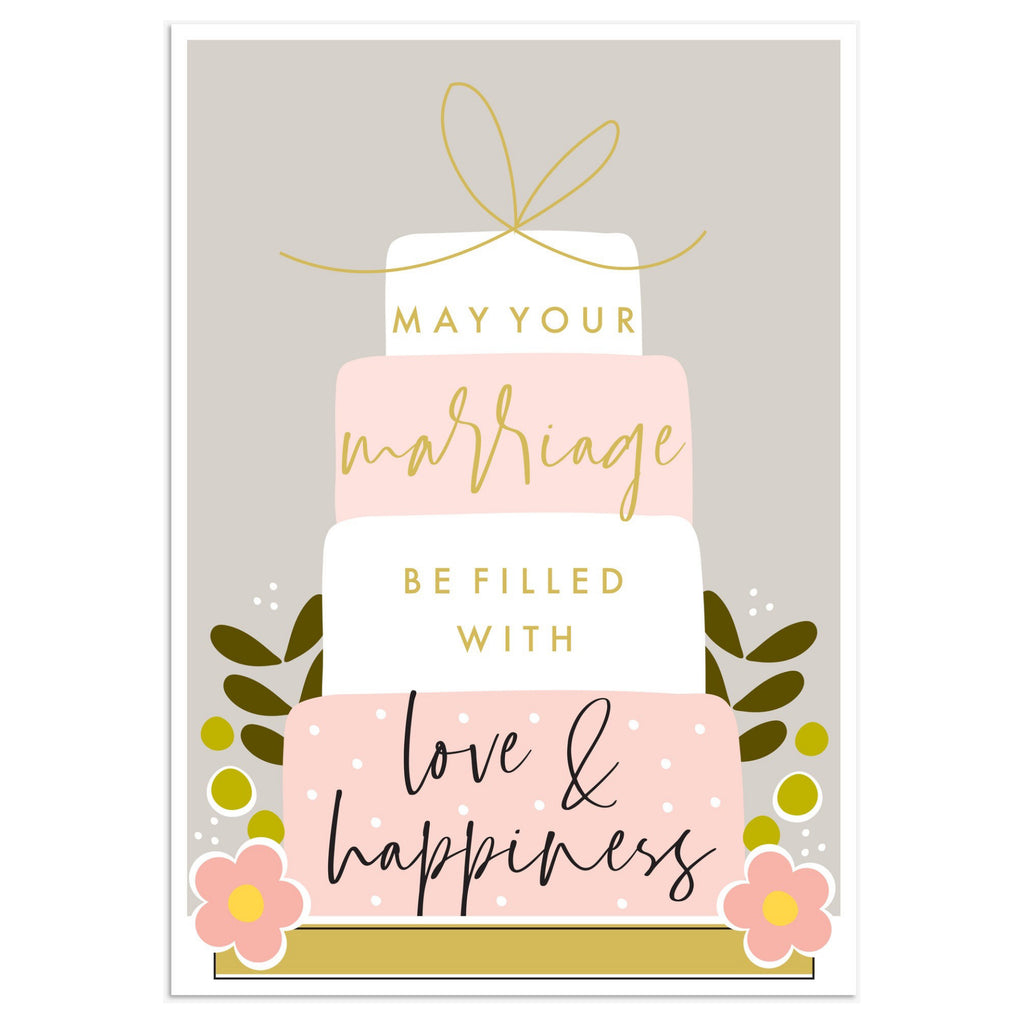 Love & Happiness Wedding Cake Card.
