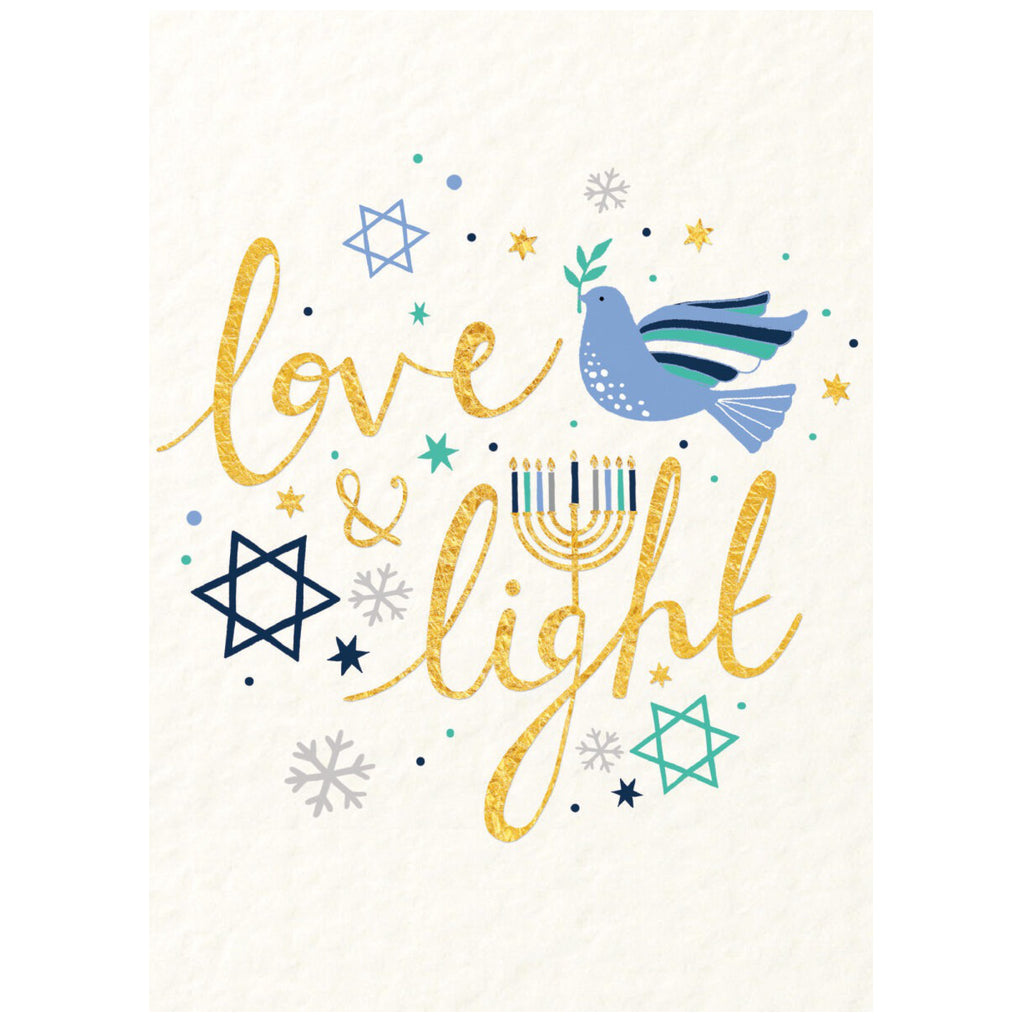 Love & Light Gold Foil Hanukkah Card.