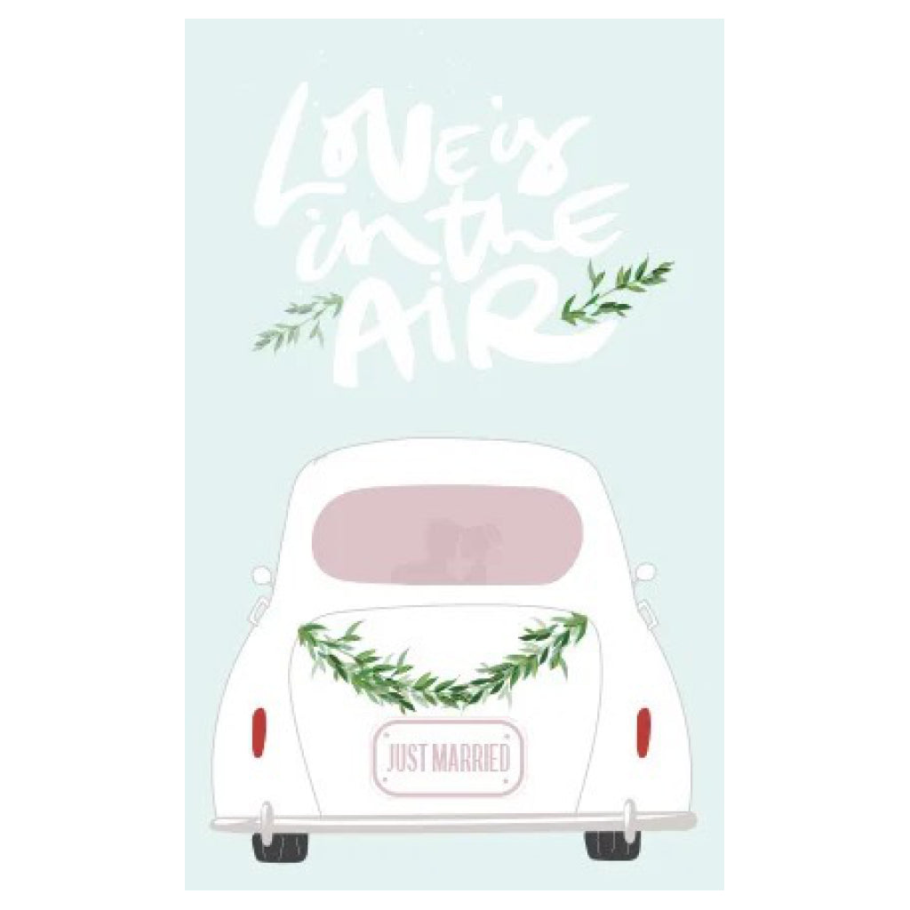 Love Is In The Air White Car Wedding Card