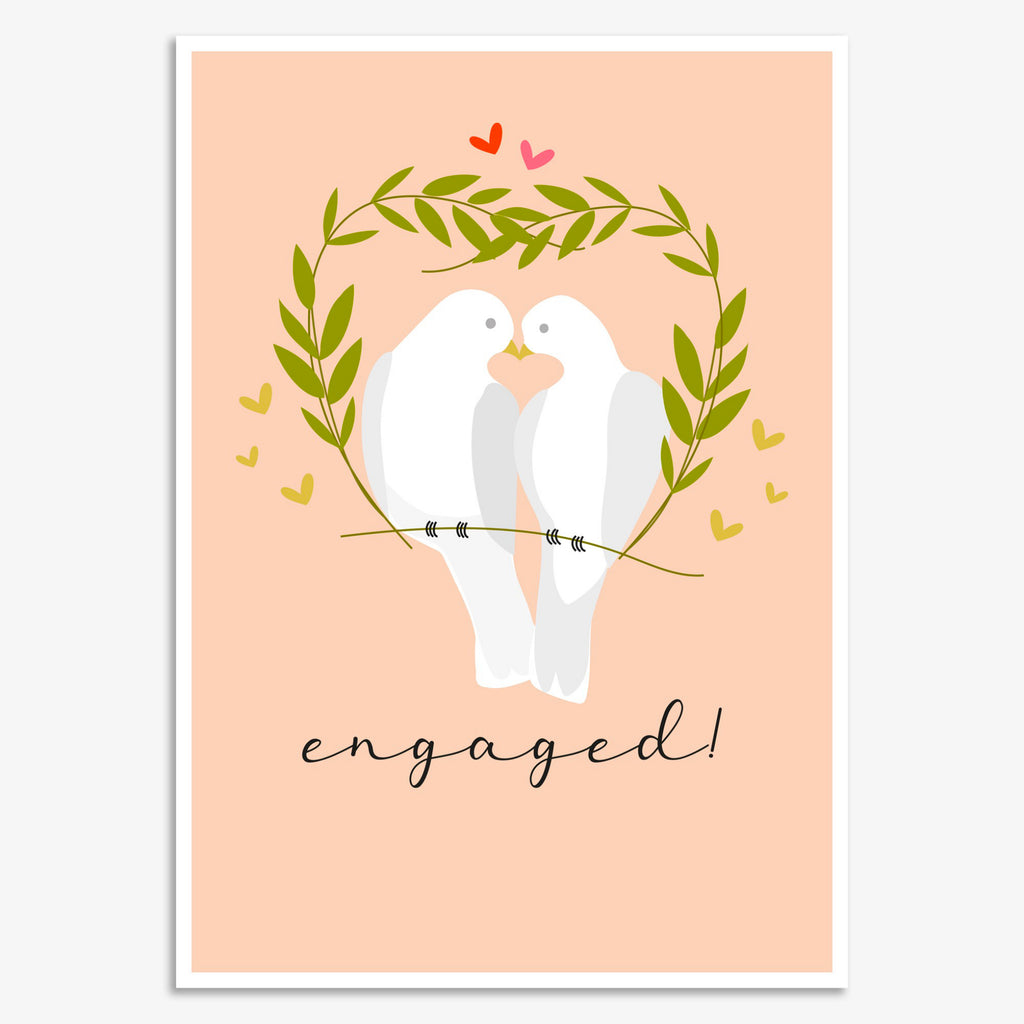 Lovebirds Engagement Card.