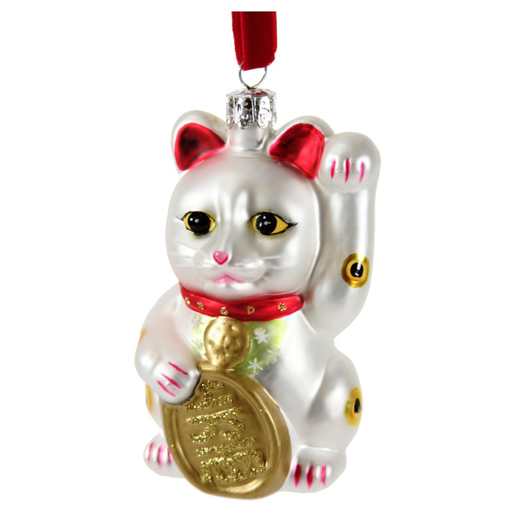 Lucky Cat Ornament White