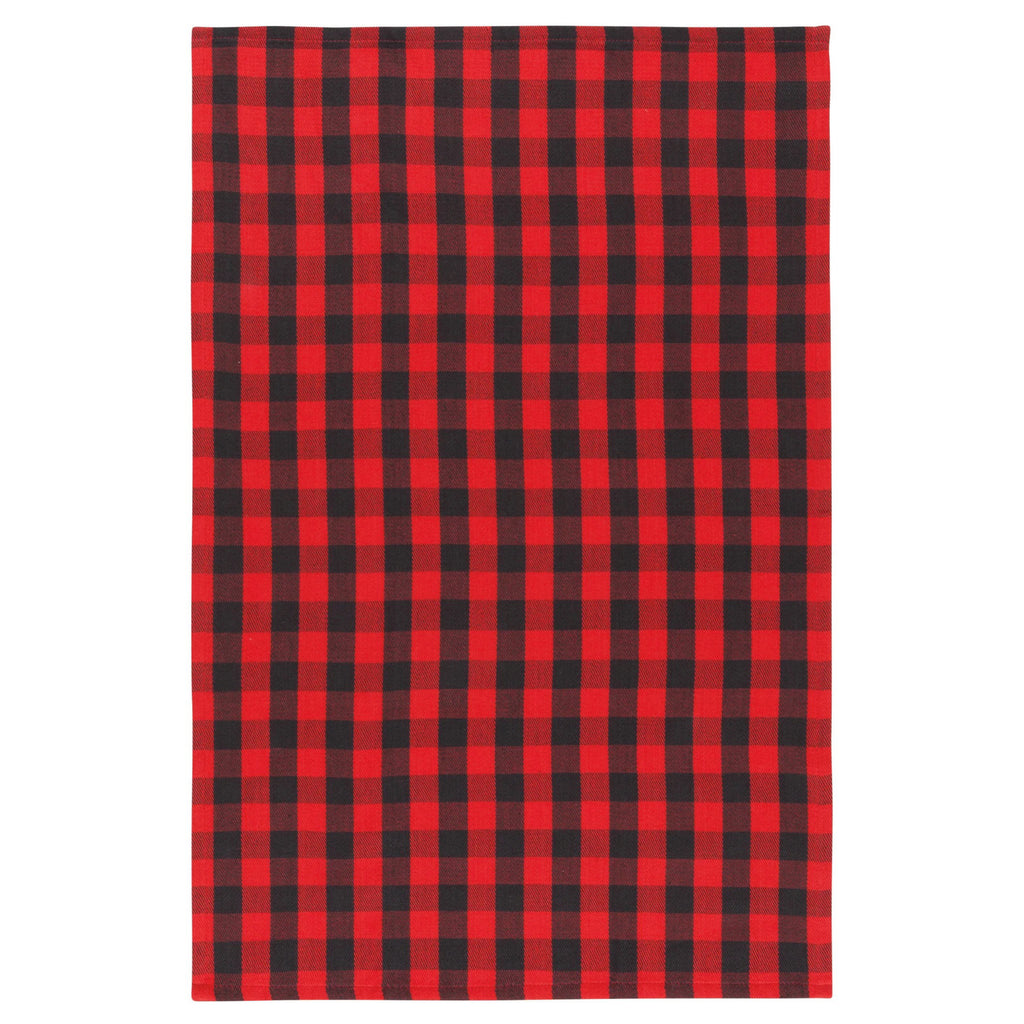 Lumbearjack cotton dishtowel with pattern.