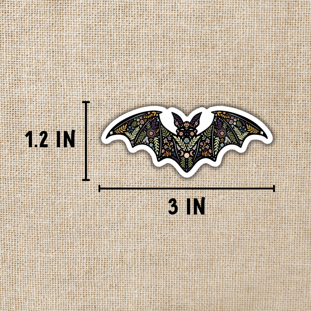 Magical Boho Bat Sticker Size
