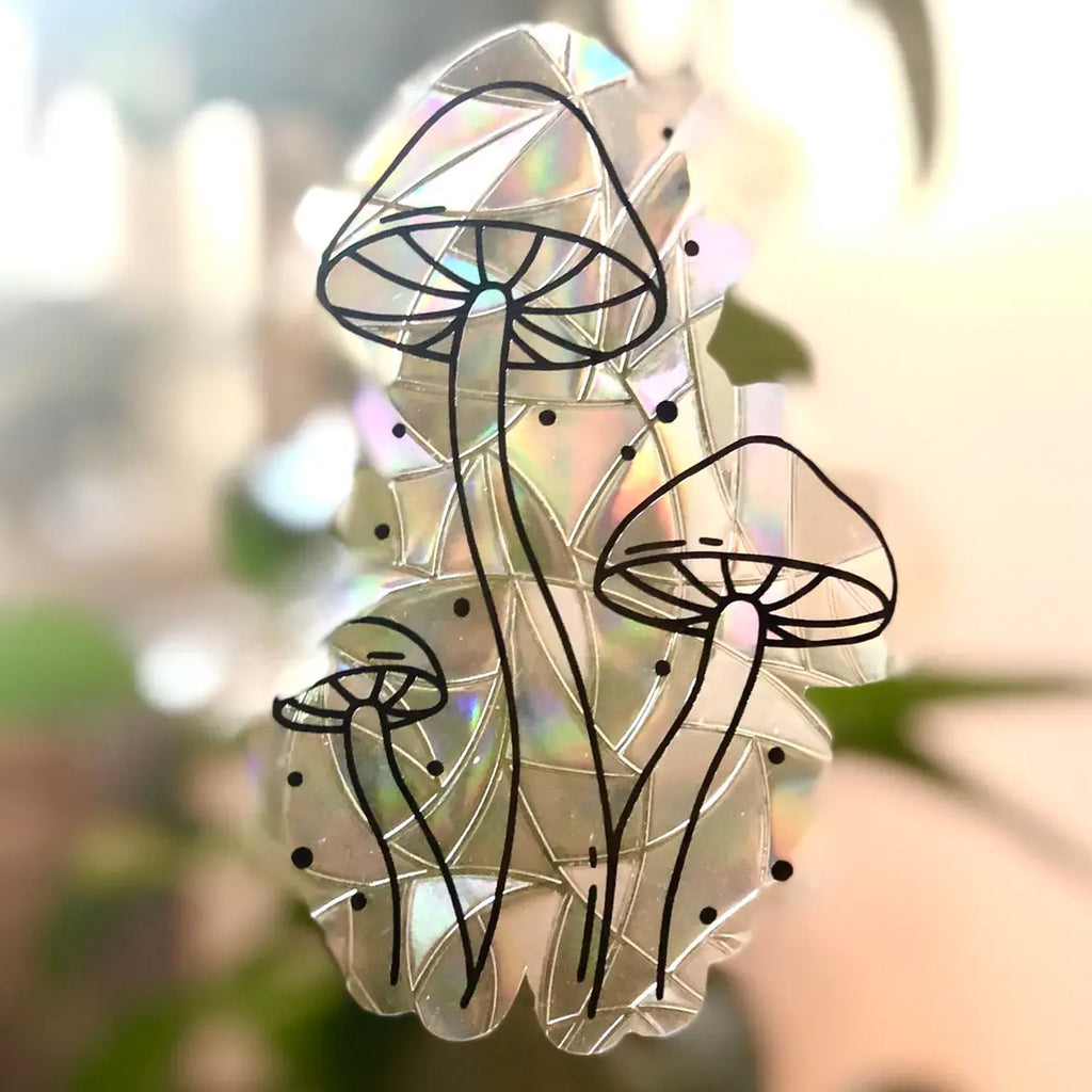 Magical Mushrooms Suncatcher Window Cling.