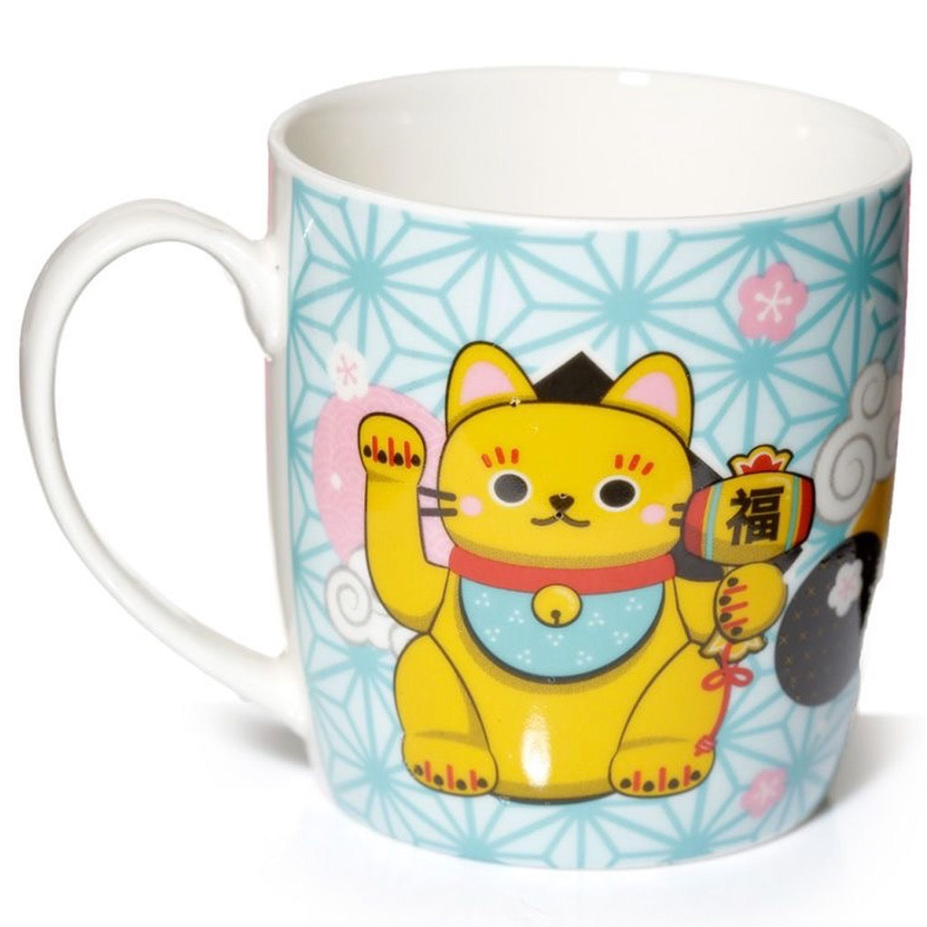 Maneki Neko Lucky Cat Mug back view.