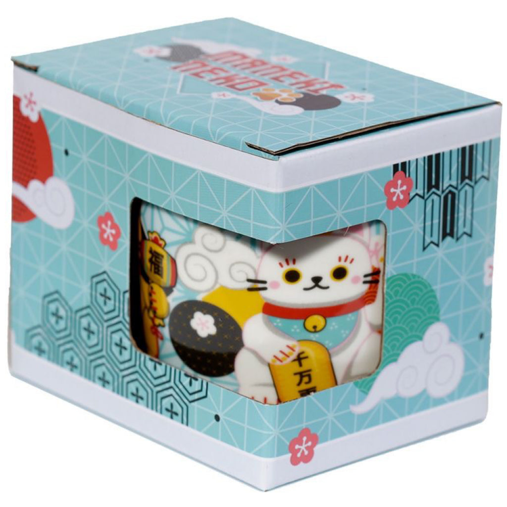 Maneki Neko Lucky Cat Mug packaging.