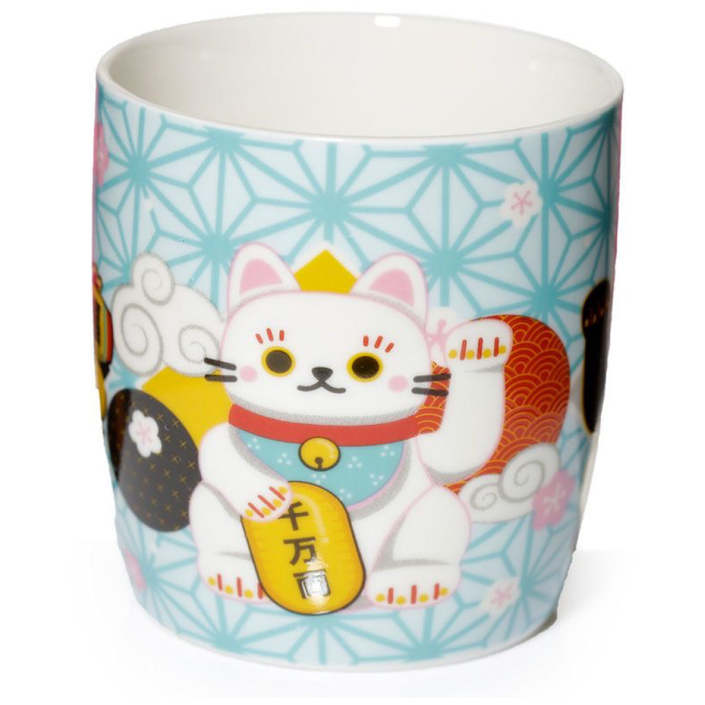 Maneki Neko Lucky Cat Mug side view.