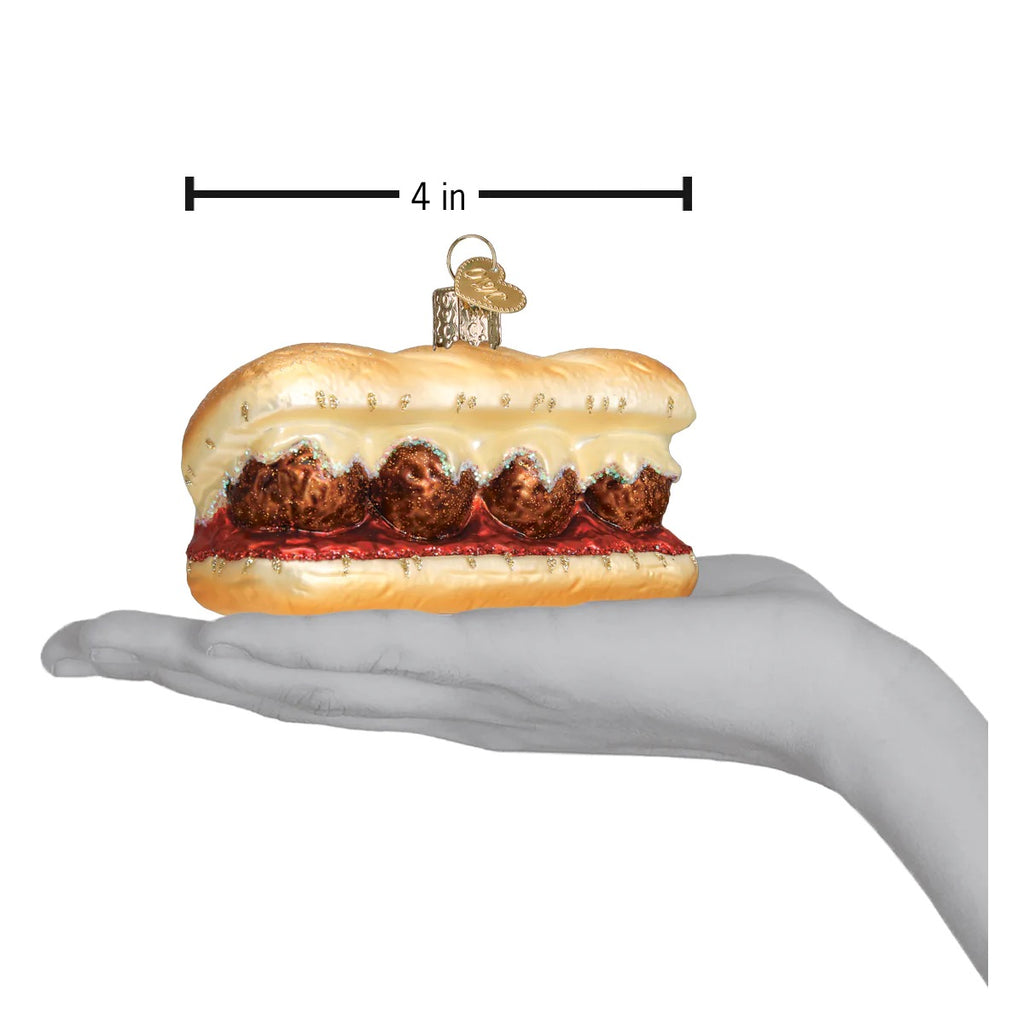 Meatball Sandwich Ornament Size