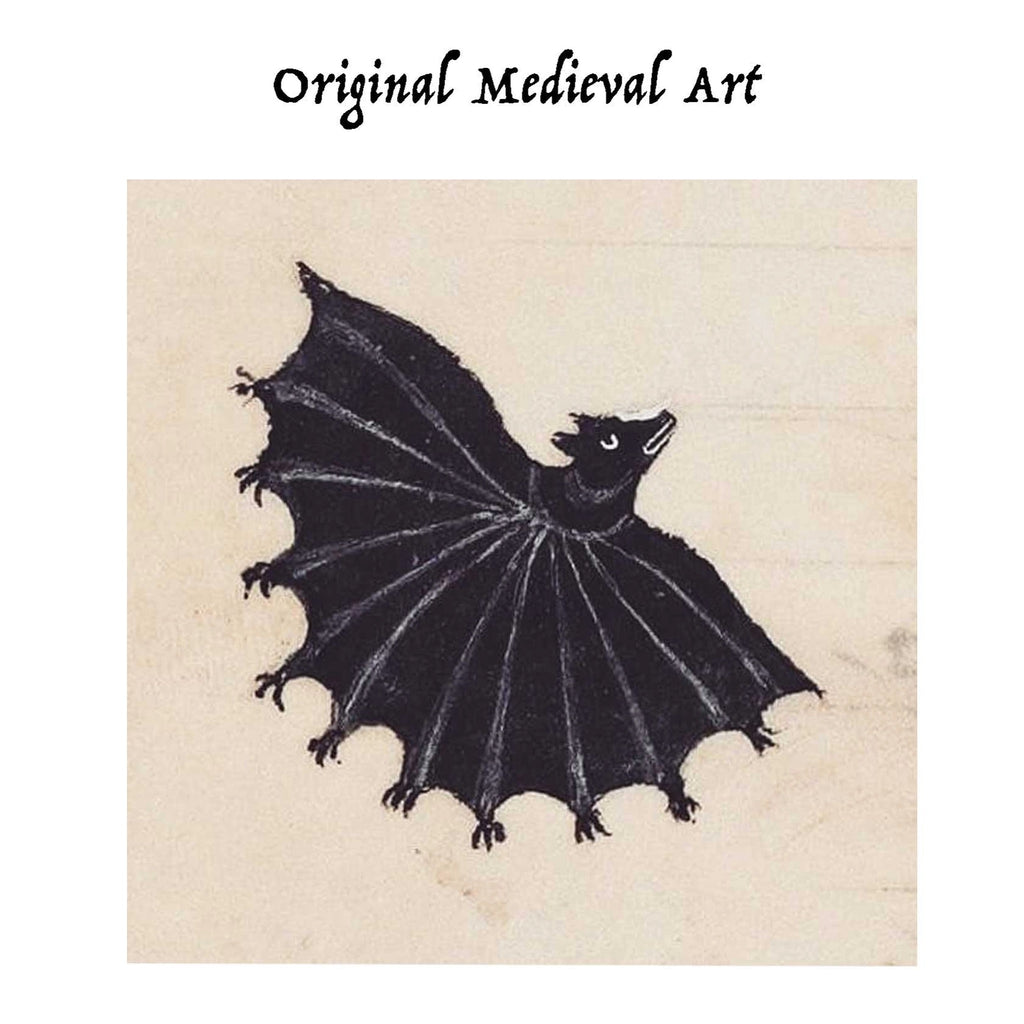 Medieval Bat Embroidered Patch original art.