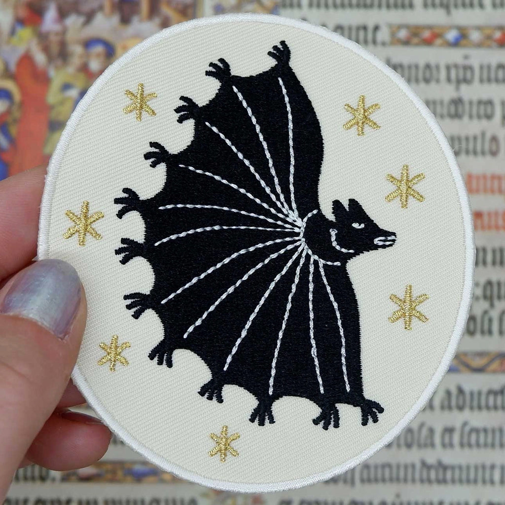 Medieval Bat Embroidered Patch.