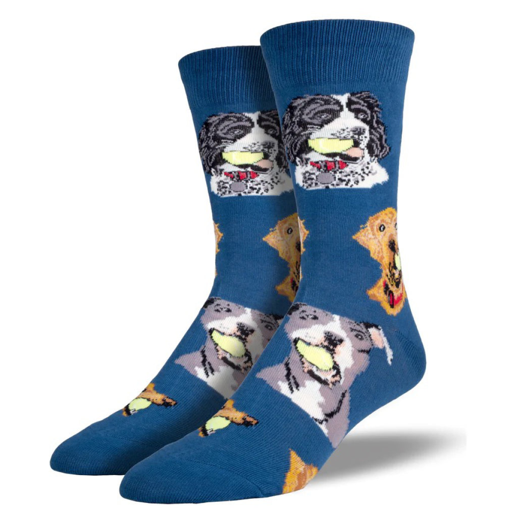 Mens Ball Dog Socks Antique Blue