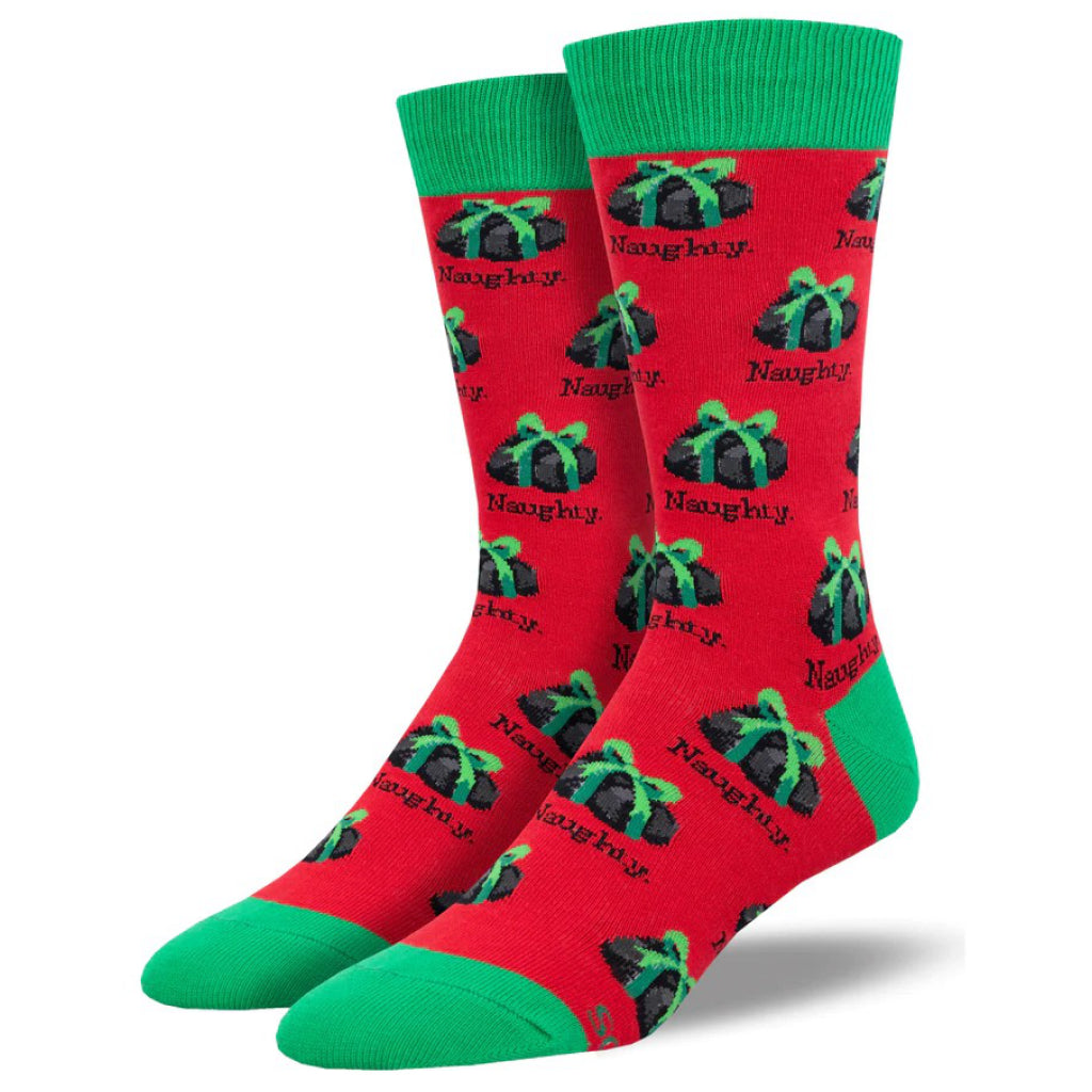 Men's Naughty Christmas Socks Red.