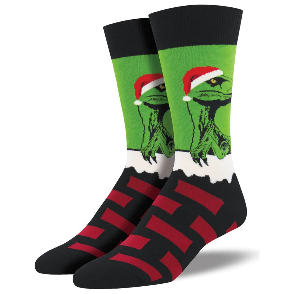 Men's Raptor Claus Socks Green Habanero.